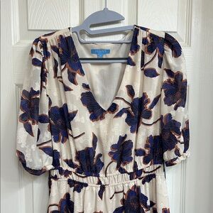 Draper James Cream and Blue Floral Dress